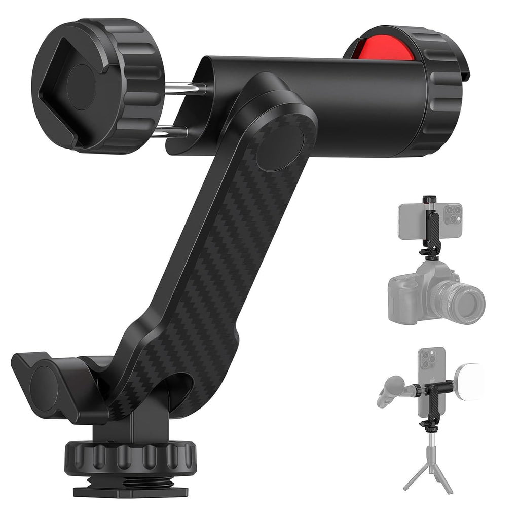 KAMISAFE Phone Tripod Mount Phone Holder for Tripod iPhone Mount Universal Smartphone Mount Adapter with 2 Cold Shoes 360° Rotates Adjustable Cell Phone Clip Clamp Holder for iPhone Android Phones