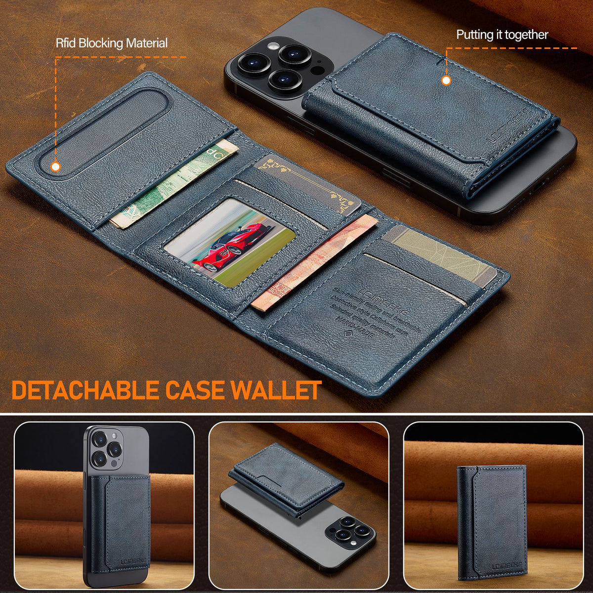 MagSafe magnetic wallet card holder attached to back of iPhone