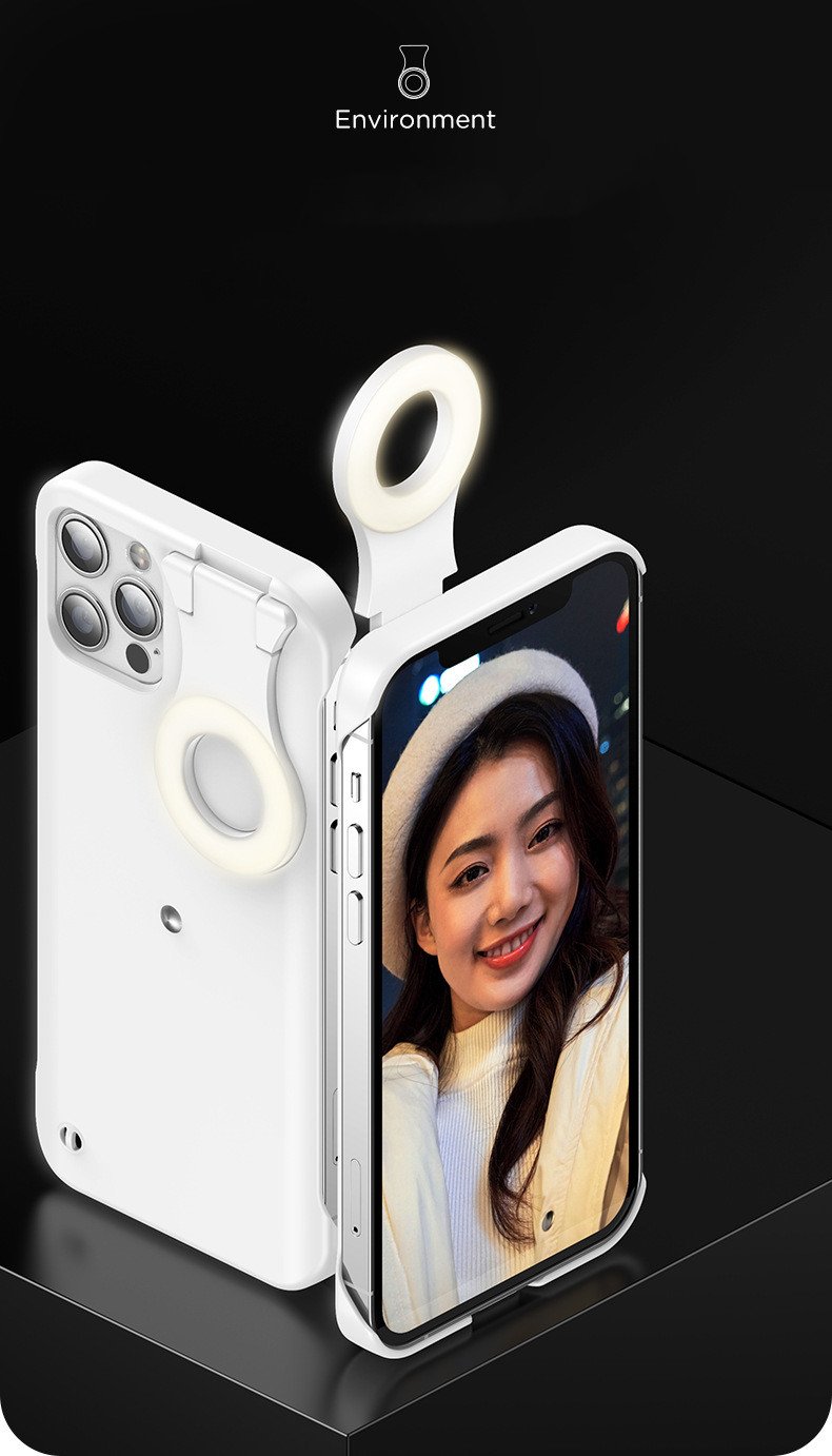 Selfie Beauty Ring Phone Case with Fill Light Cover