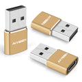 Upgraded USB C Female to USB A Male AdapterType C to USB A Charger Cable Converter for Apple iWatch 7 AirPodsMacBookiPhone 12 13 14 15 SeriesiPad Mini 6Samsung Galaxy S20 S21 S22 (3Pack Gold)