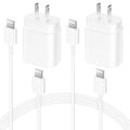 2 Pack USB C Charger 25W Type C Charger Fast Charging with 6FT USB C Android Phone Fast Charger Cable for Galaxy S24 Ultra/S23+/S22/S21/S20-White