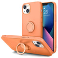 Hython Case for iPhone 13 Mini Case with Ring Stand [360° Rotatable Ring Holder Magnetic Kickstand] [Soft Microfiber Lining] Shockproof Rubber Protective Phone Case Cover for Women Kumquat