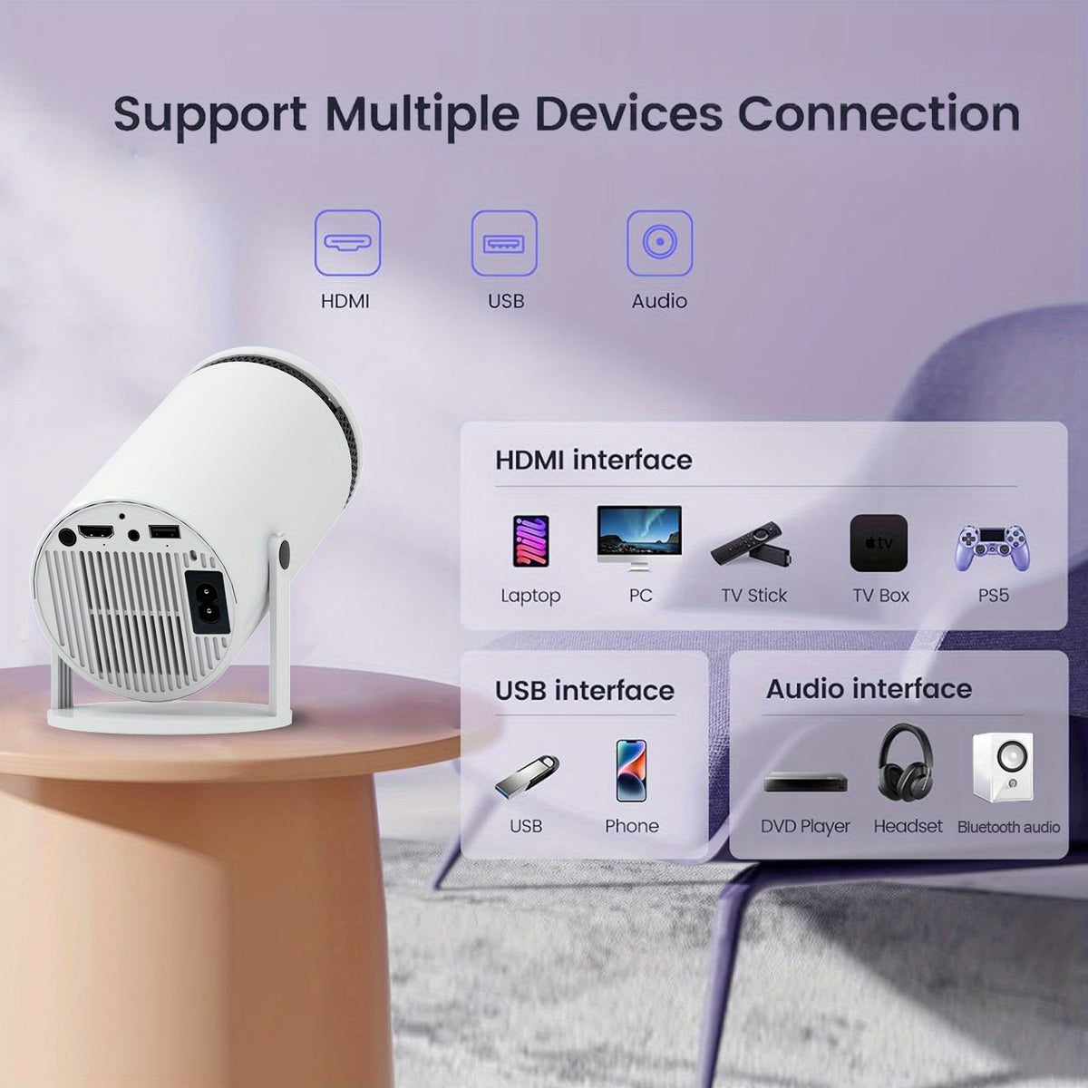 Smart portable theater projector with WiFi 6 and Android 12 - view 3