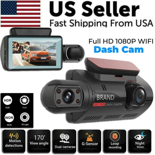 1080P dual-lens dash cam with front and interior camera