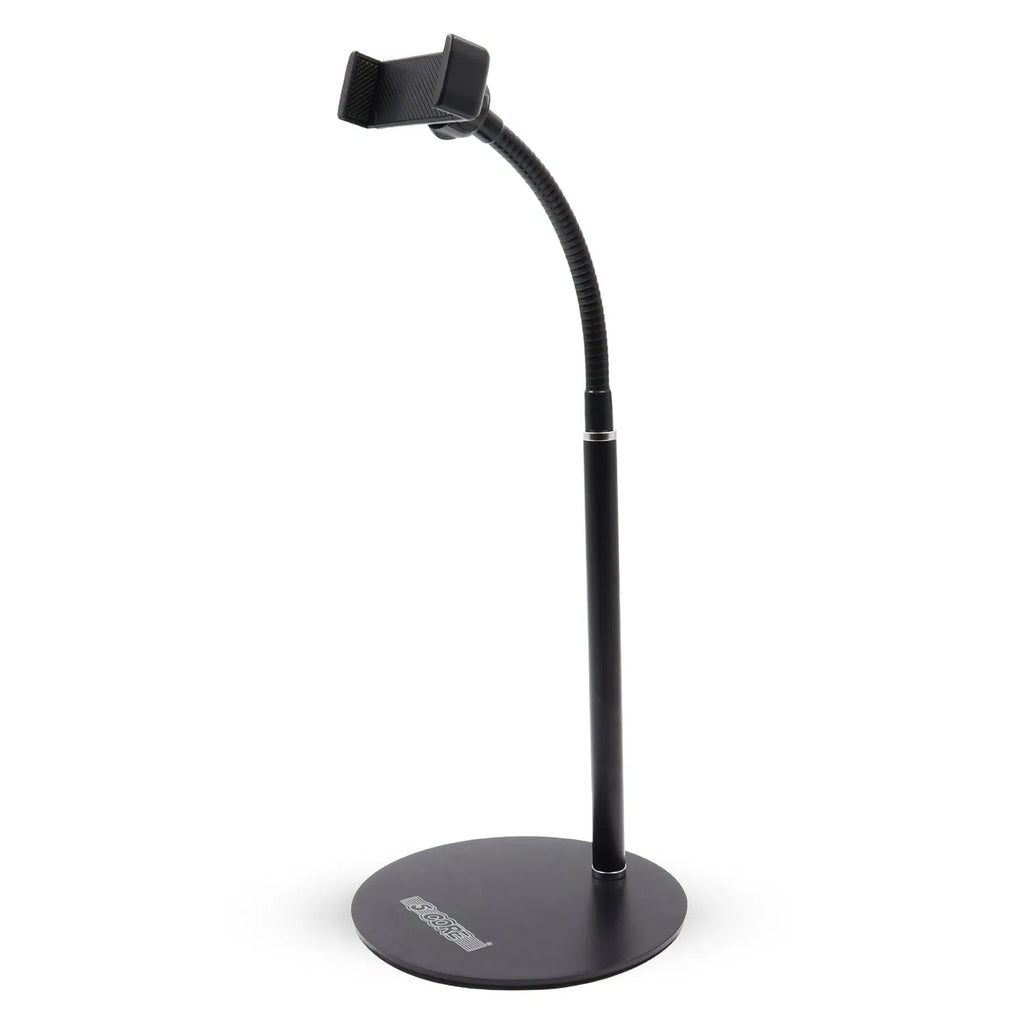 Adjustable gooseneck desk phone stand with weighted round base