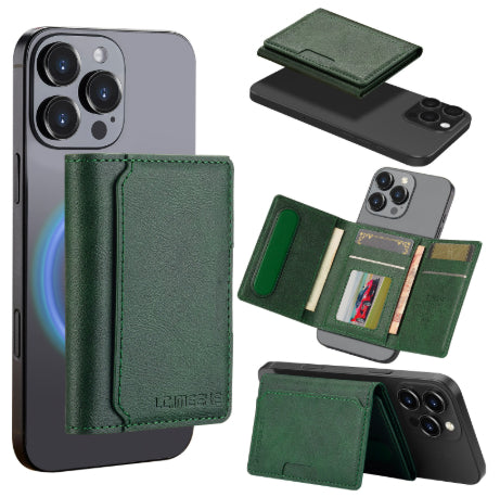 MagSafe magnetic wallet card holder attached to back of iPhone