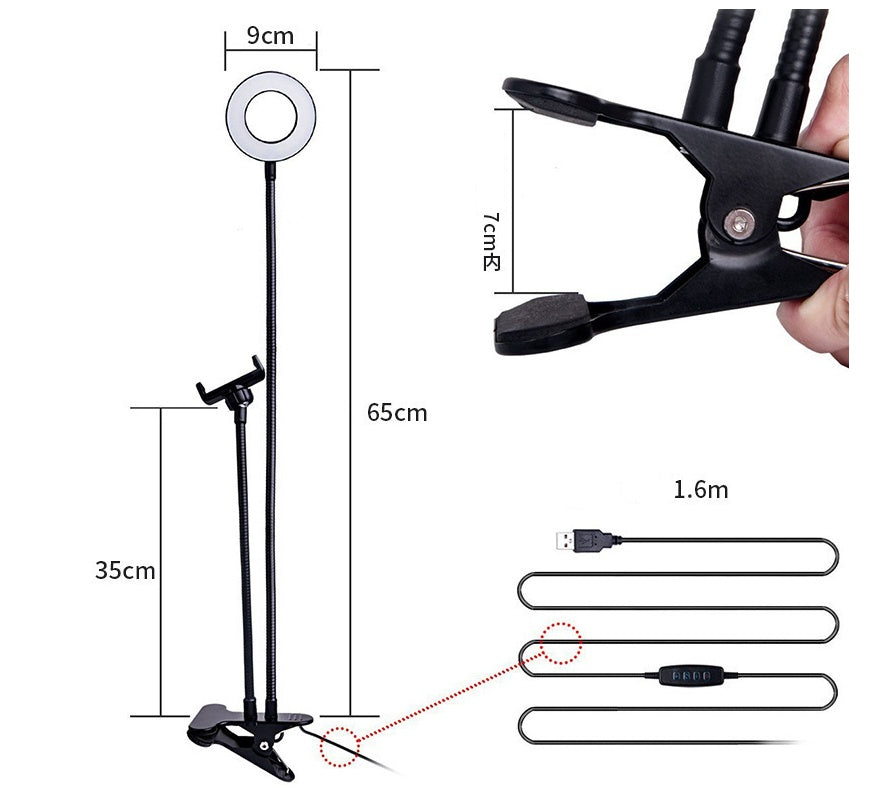 LED selfie ring light with 8cm adjustable stand - view 2