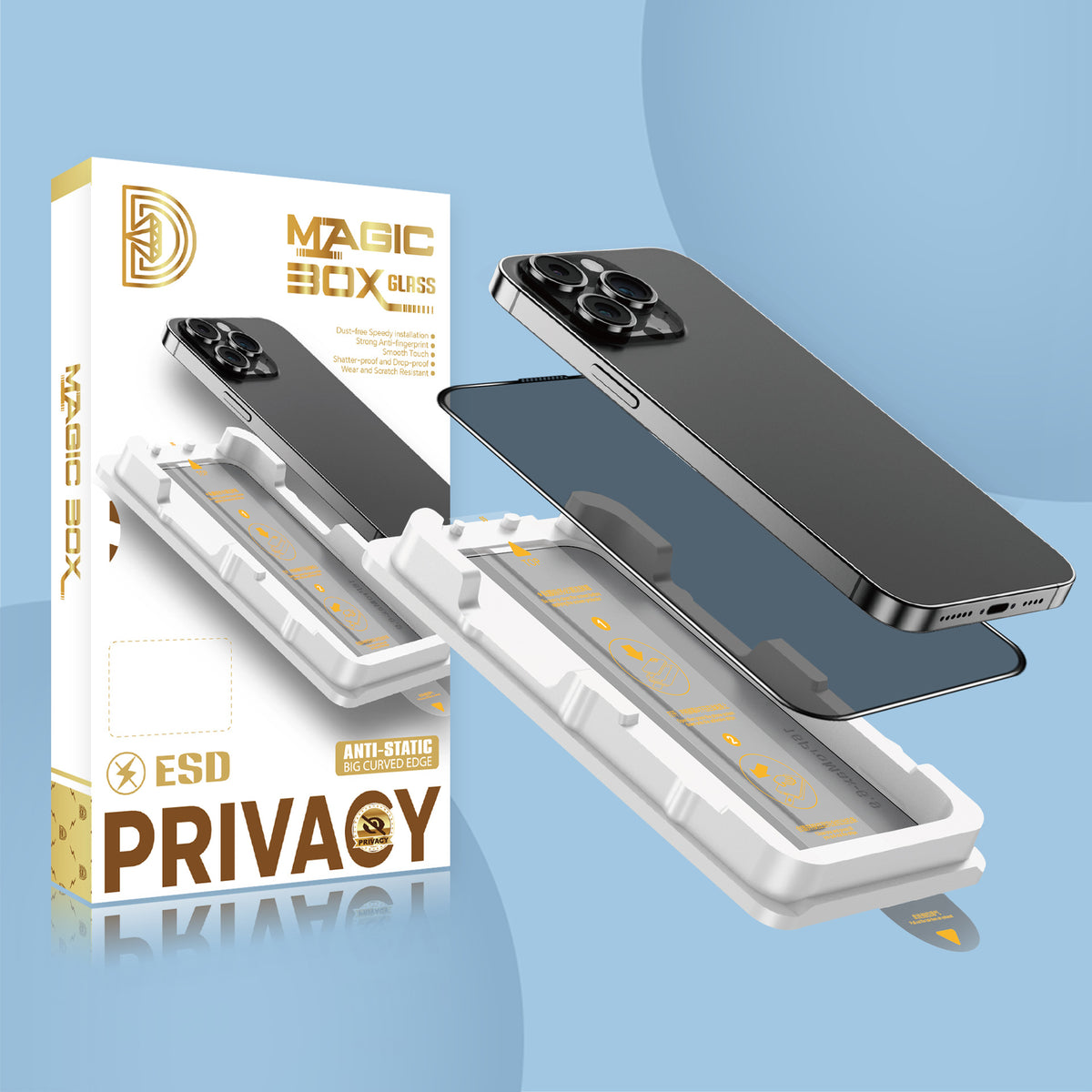 Privacy tempered glass screen protector with alignment kit for iPhone