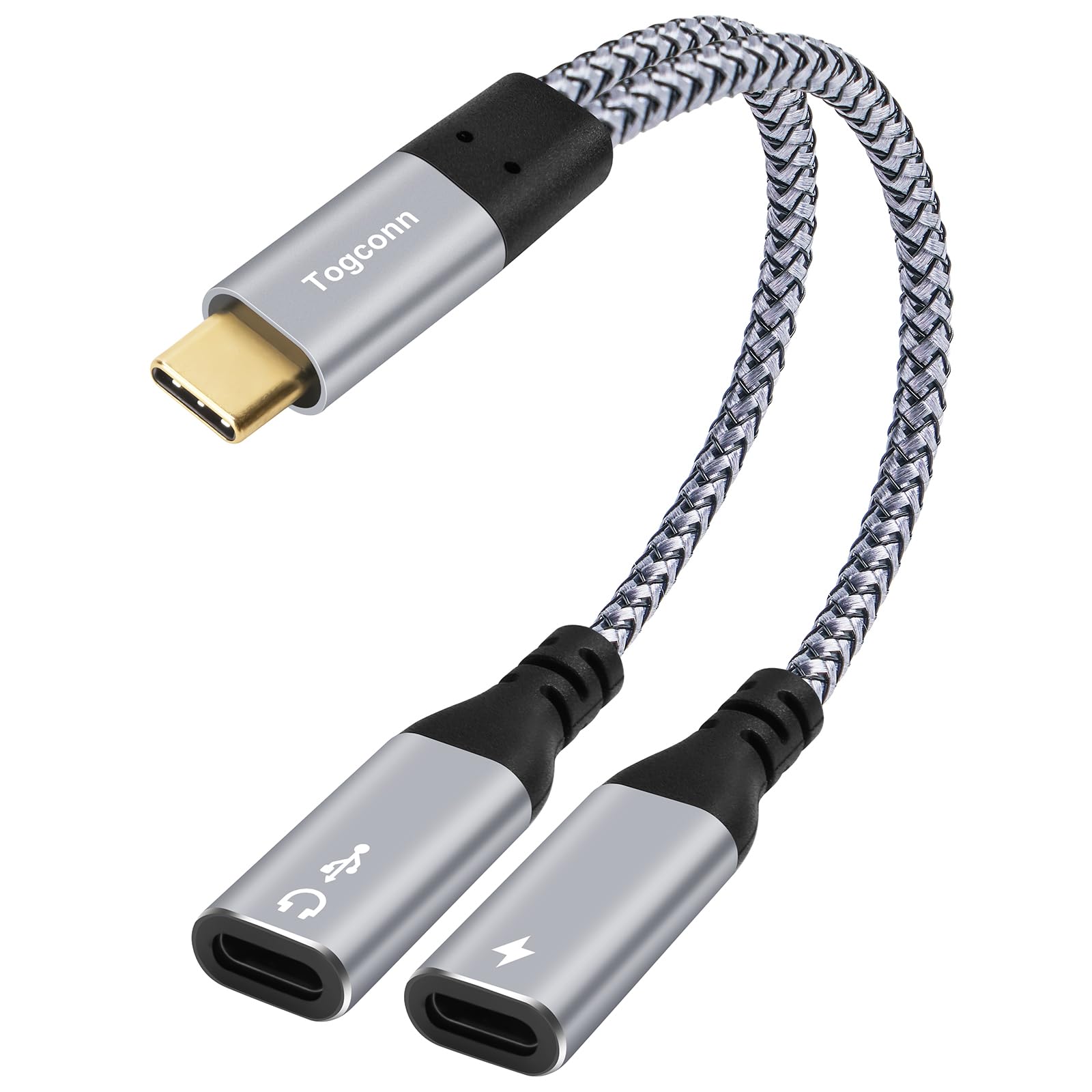 Dual USB C Headphone and Charger Adapter Y Splitter 2-in-1 Type C to USB-C Audio Adapter with Fast Charging Type-C Splitter Dongle Cable Cord for iPhone 15 Series Galaxy S24/23 iPad Pro Pixel 8