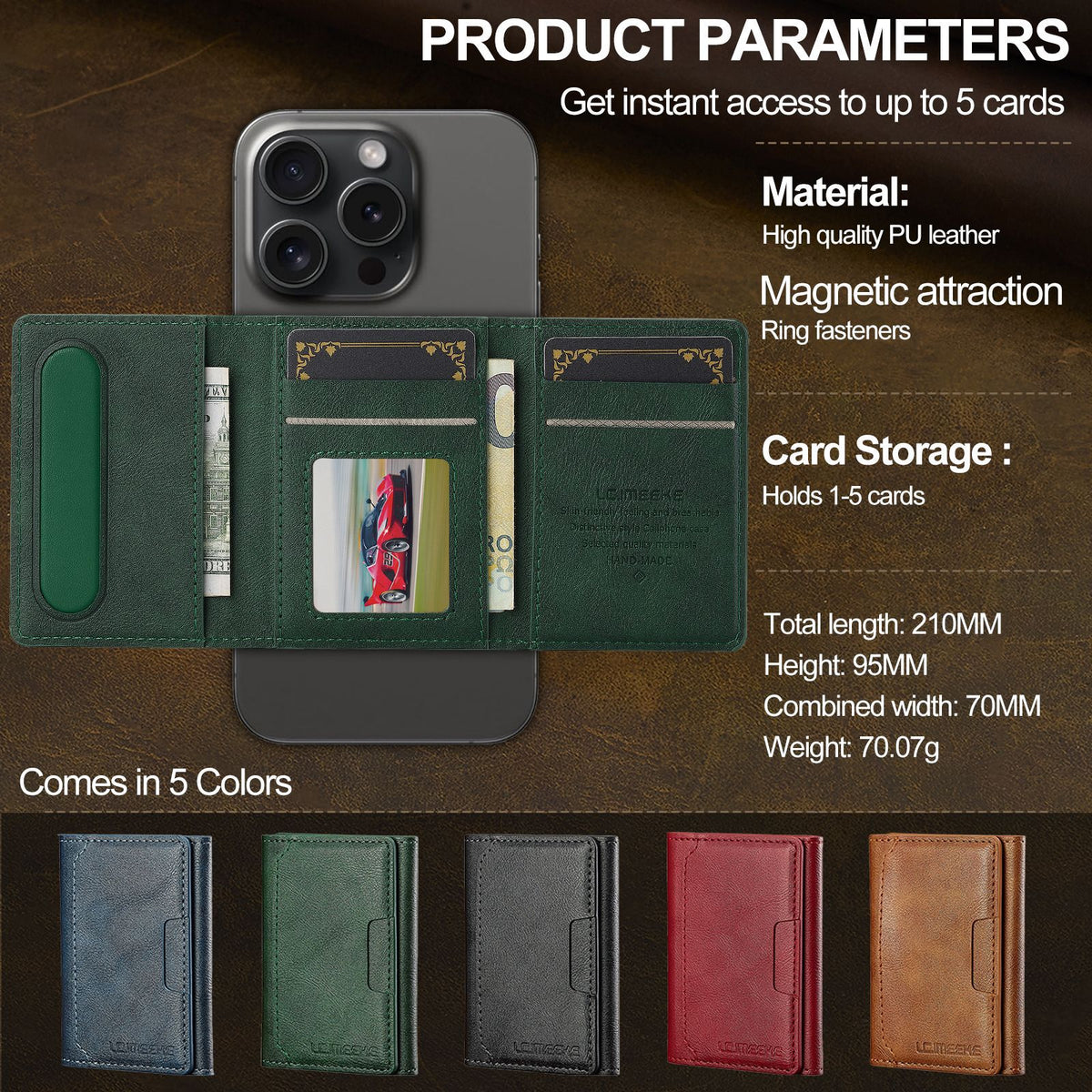MagSafe magnetic wallet card holder attached to back of iPhone