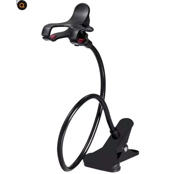 Flexible gooseneck phone holder with clamp for bed or desk - view 3