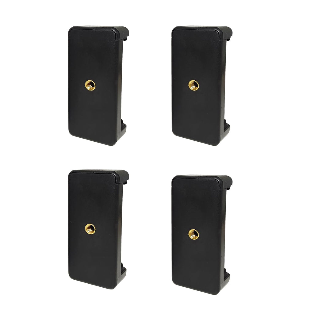 PRAQECZ Universal Cell Phone Tripod Mount Adapter Phone Holder Clip Connector Head Used for Monopod Selfie Stick Travel Mini Flexible Tripod and More (4 Pack)